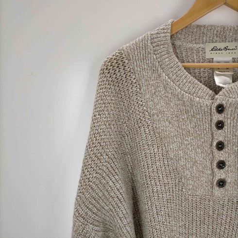 エディーバウアー Eddie Bauer 90s USA製 白タグ ヘンリーネック ローゲージニット メンズ JPN:L