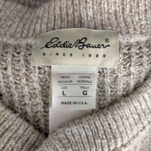 エディーバウアー Eddie Bauer 90s USA製 白タグ ヘンリーネック ローゲージニット メンズ JPN:L