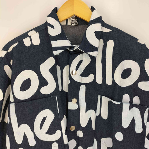 HELLO SIR 你好先生 ペイント文字 総柄 デニムジャケット メンズ JPN:XL