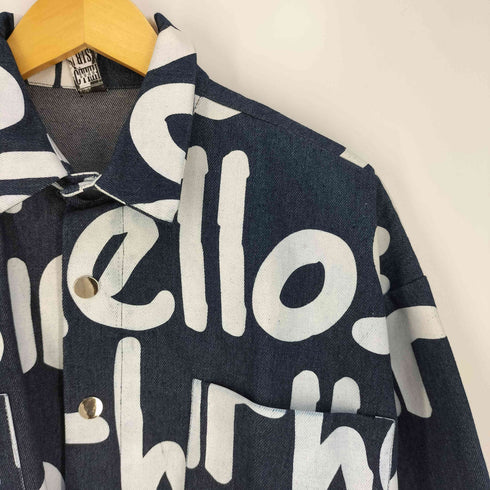 HELLO SIR 你好先生 ペイント文字 総柄 デニムジャケット メンズ JPN:XL