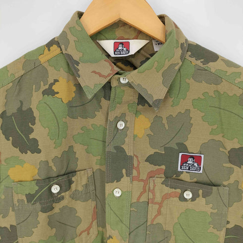 ベンデイビス BEN DAVIS リーフ柄 レギュラーカラーシャツ メンズ import:M