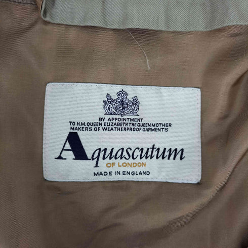 アクアスキュータム AQUASCUTUM 90S 英国製 ライナー付き 裏地チェック 比翼 ステンカラー コート メンズ