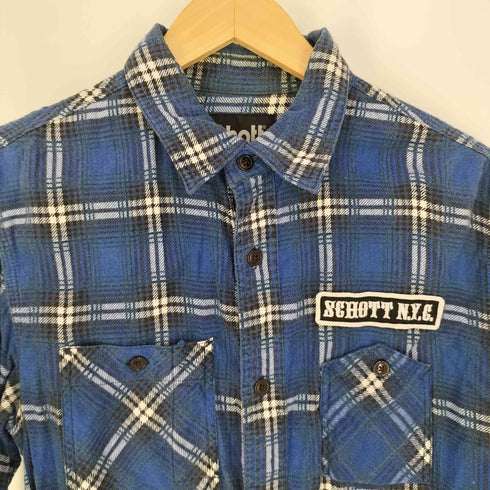 ショット Schott ガチャポケット ロゴワッペン タータンチェックシャツ メンズ import:M