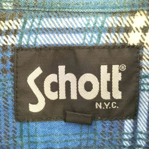 ショット Schott ガチャポケット ロゴワッペン タータンチェックシャツ メンズ import:M