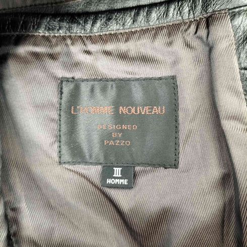 パッゾ PAZZO LHOMME NOUVEAU カウ レザー 3B チェスター ハーフコート ジャケット メンズ JPN:3