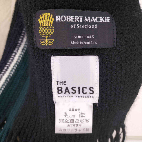 ROBERT MACKIE ×THE BASICS スコットランド製 アンゴラ混 フリンジウールマフラー メンズ