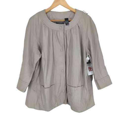 リズ クレイボーン LIZ Claiborne レザーノーカラーハーフコート レディース 2X