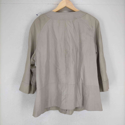 リズ クレイボーン LIZ Claiborne レザーノーカラーハーフコート レディース 2X