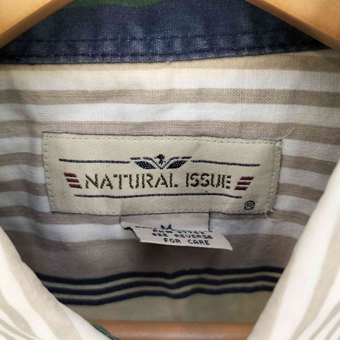 ナチュラルイシュー NATURAL ISSUE マルチストライプ 半袖ボタンダウンシャツ メンズ import:M