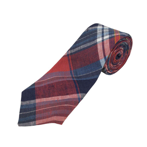 GREEN GROVE WEAVERS イギリス製 リネン チェック柄 ネクタイ メンズ