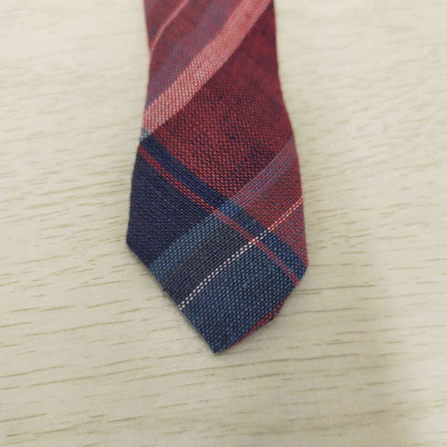 GREEN GROVE WEAVERS イギリス製 リネン チェック柄 ネクタイ メンズ