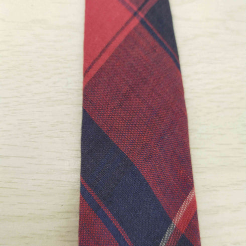 GREEN GROVE WEAVERS イギリス製 リネン チェック柄 ネクタイ メンズ
