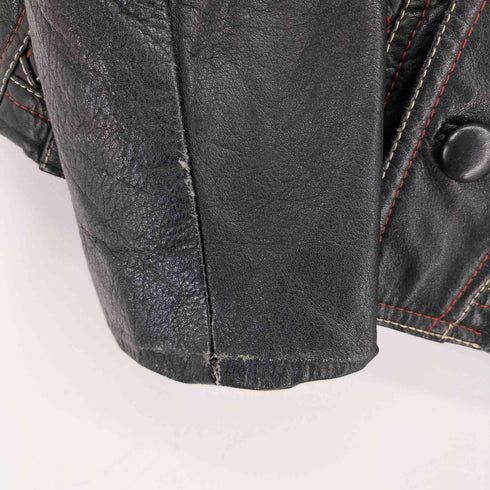 ROIYAL CUSTOM TAILOR フロント編み込みローズデザイン ライダースジャケット メンズ