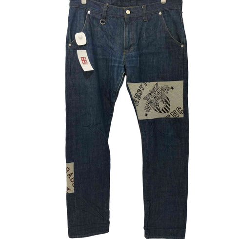 ユニフォームエクスペリメント uniform experiment RECONSTRUCTED SLIM-FIT JEANS 赤耳 切替ストレートデニム メンズ