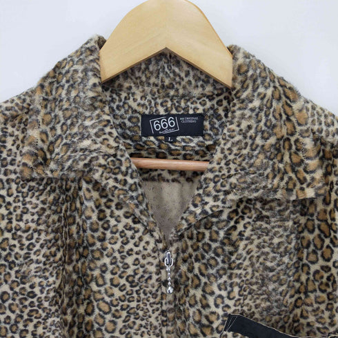 トリプルシックスレザーウェア 666 Leather Wear ヒョウ柄フェイクファー 半袖 プルオーバーシャツ メンズ L