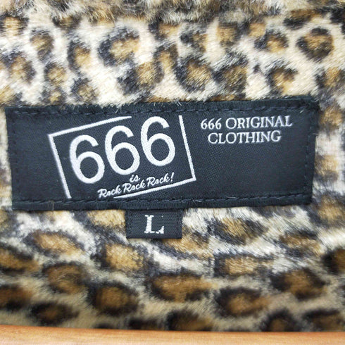 トリプルシックスレザーウェア 666 Leather Wear ヒョウ柄フェイクファー 半袖 プルオーバーシャツ メンズ L