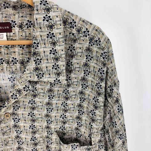 ハントクラブ HUNT CLUB オープンカラー ボタニカル柄 オーバーサイズ S/S シャツ メンズ JPN:XXL
