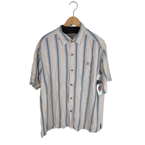 トミーバハマ Tommy Bahama 100%シルク ストライプ柄 アロハシャツ メンズ xl