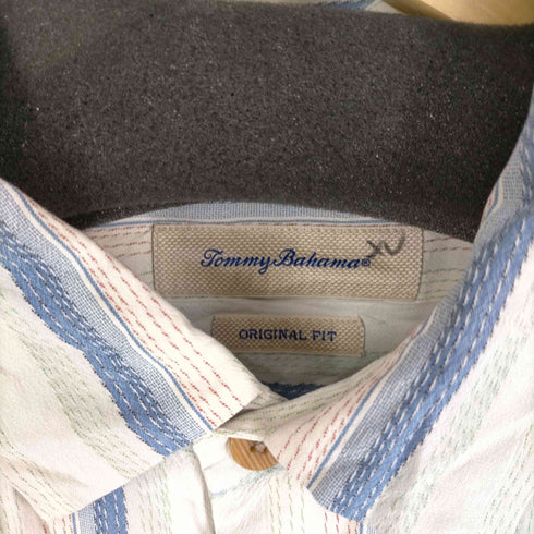 トミーバハマ Tommy Bahama 100%シルク ストライプ柄 アロハシャツ メンズ xl