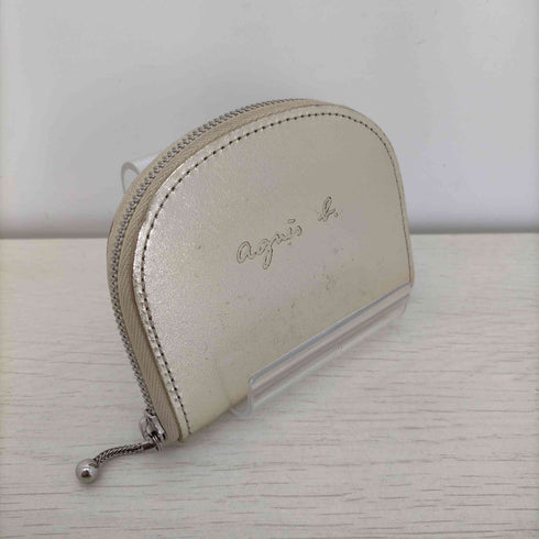 アニエスベー agnes b. ロゴ刻印 ラウンドジップ メタリック コインケース 小銭入れ レディース