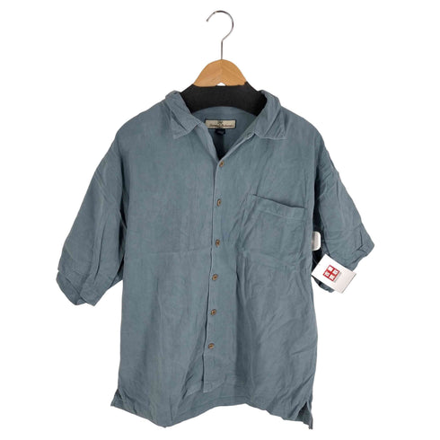 トミーバハマ Tommy Bahama 100%シルク ヘリンボーン柄 オープンカラーアロハシャツ メンズ JPN:L
