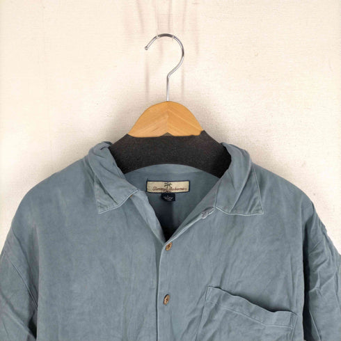 トミーバハマ Tommy Bahama 100%シルク ヘリンボーン柄 オープンカラーアロハシャツ メンズ JPN:L