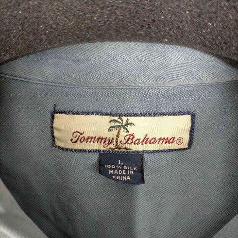 トミーバハマ Tommy Bahama 100%シルク ヘリンボーン柄 オープンカラーアロハシャツ メンズ JPN:L