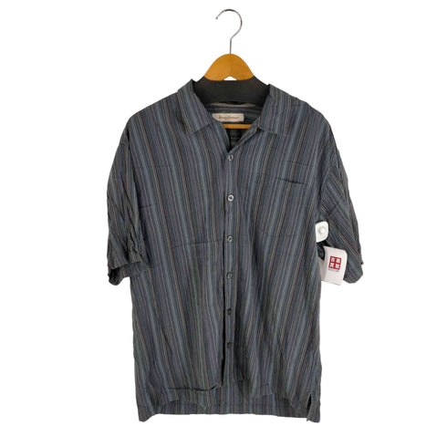 トミーバハマ Tommy Bahama 100%シルク マルチストライプ アロハシャツ メンズ JPN:L