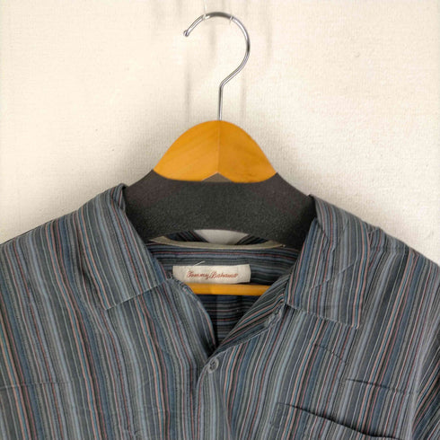 トミーバハマ Tommy Bahama 100%シルク マルチストライプ アロハシャツ メンズ JPN:L