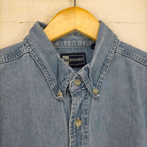 ロゴ刺繍半袖デニムシャツ メンズ