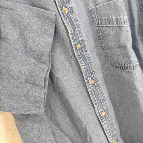 ロゴ刺繍半袖デニムシャツ メンズ