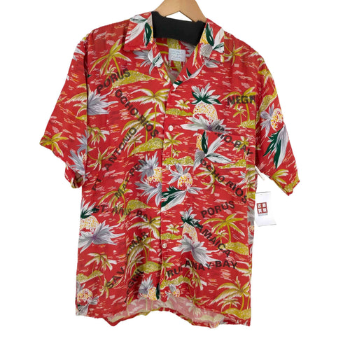 NATIONAL BY MANHATTAN ジャマイカ製 オープンカラー アロハシャツ メンズ import:L