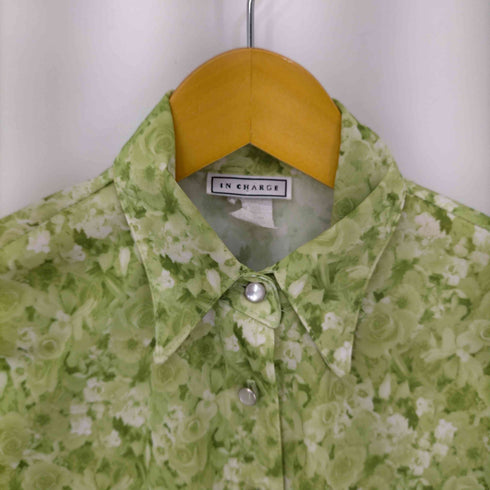 IN CHARGE MADE IN USA 花柄ポリシャツ レディース import:S