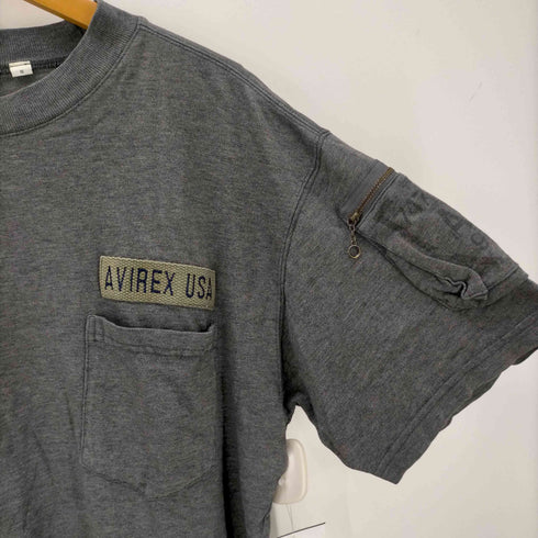 アヴィレックス AVIREX ワッペン 袖ポケット クルーネック 半袖Tシャツ メンズ import:S