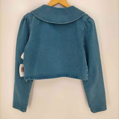 ザラ ZARA CROP DENIM JACKET 丸襟 クロップド デニムジャケット レディース import:XS