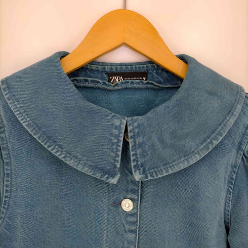 ザラ ZARA CROP DENIM JACKET 丸襟 クロップド デニムジャケット レディース import:XS