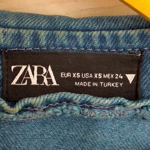 ザラ ZARA CROP DENIM JACKET 丸襟 クロップド デニムジャケット レディース import:XS