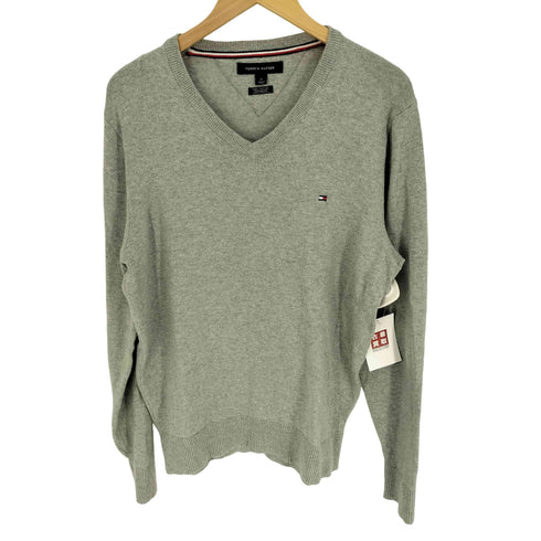 トミーヒルフィガー TOMMY HILFIGER PIMA COTTON CASHMERE ロゴ刺繍 Vネック ニット メンズ import:M
