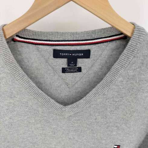 トミーヒルフィガー TOMMY HILFIGER PIMA COTTON CASHMERE ロゴ刺繍 Vネック ニット メンズ import:M
