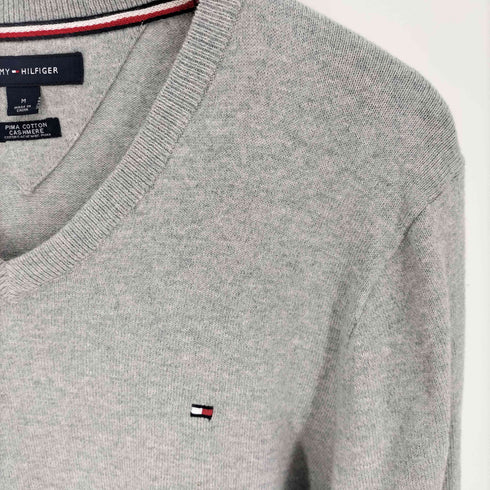 トミーヒルフィガー TOMMY HILFIGER PIMA COTTON CASHMERE ロゴ刺繍 Vネック ニット メンズ import:M