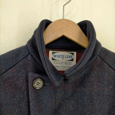 ホワイトライン WHITE LINE ウール ナイロン 裏地チェック コート メンズ JPN:44