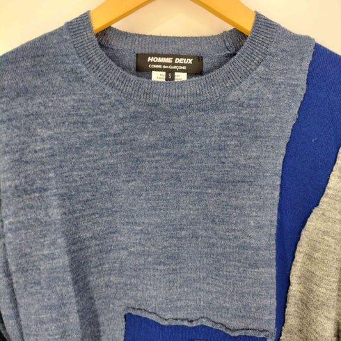 コムデギャルソンオムドゥ COMME des GARCONS HOMME DEUX パッチワーク アクリルウール クルーネックニット メンズ JPN:S