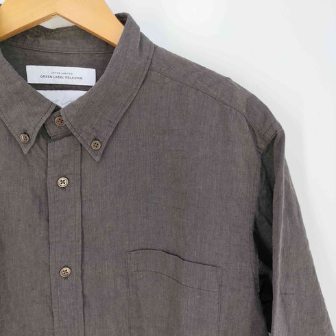 ユナイテッドアローズグリーンレーベルリラクシング UNITED ARROWS green label relaxing OLT CSM イージーリネン ボタンダウン 7分袖 シャツ メンズ JPN:L