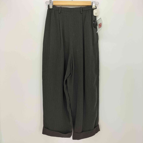 ヨウジヤマモト Yohji Yamamoto 80S-90S 丸文字タグ ストライプ 1タック スラックス パンツ レディース SS