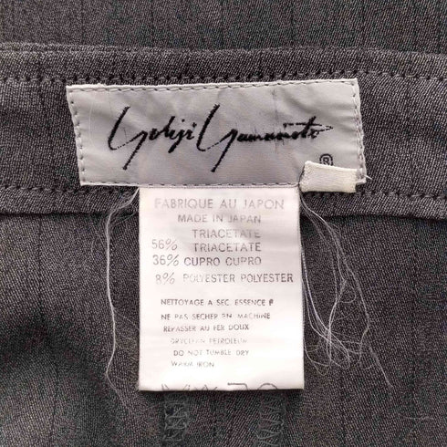ヨウジヤマモト Yohji Yamamoto 80S-90S 丸文字タグ ストライプ 1タック スラックス パンツ レディース SS