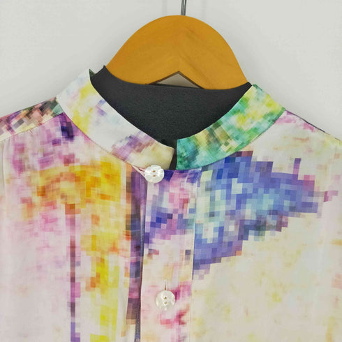 TANAKA POPOVER WORKSHIRT シルクバンドカラー長袖シャツ デジタルアート メンズ import:S