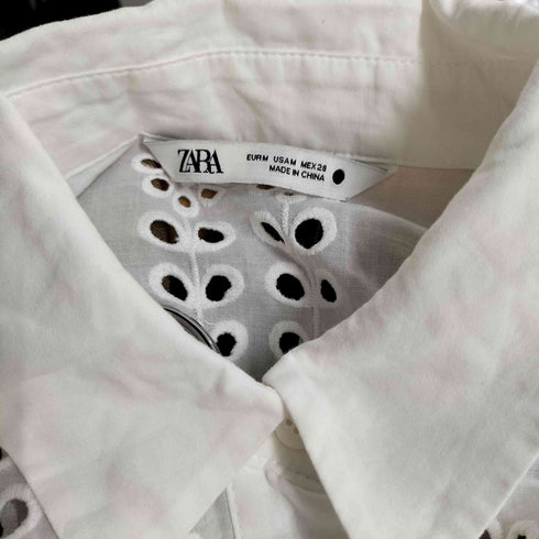 ザラ ZARA カットレースシャツワンピース レディース import:M