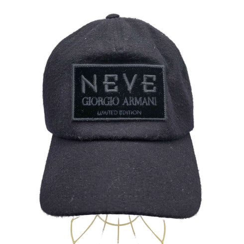 ジョルジオアルマーニ Giorgio Armani NEVE ロゴ ワッペン 刺繍 カシミヤ 6パネル キャップ メンズ L