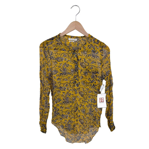 イザベルマランエトワール ISABEL MARANT ETOILE イタリア製 シルク 花柄 バンドカラーシャツ レディース