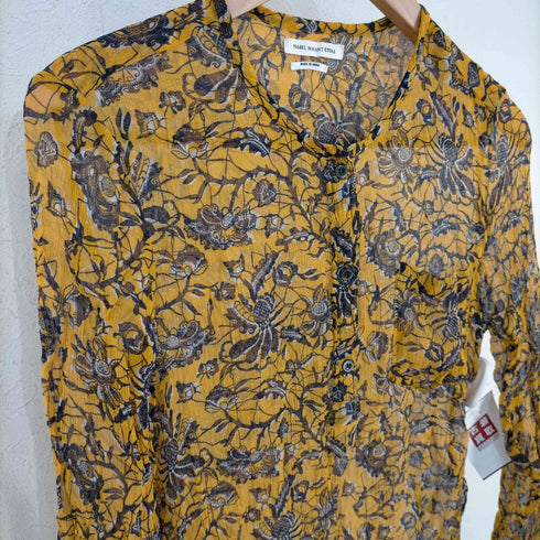 イザベルマランエトワール ISABEL MARANT ETOILE イタリア製 シルク 花柄 バンドカラーシャツ レディース